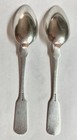 Pair Antique 800 Silver Fiddle Pattern German Teaspoons  Monogram  Late 19th C 