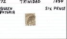 Trinidad Postage Stamp Sc72 Used Queen Victoria 1884 6 Pence