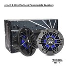 Recoil M1-4 4  Coaxial Speakers 2 Way Marine Boat   Utv Atv 4ohm 160w Max