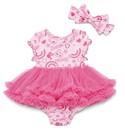Barbie Baby Girls Tutu Dress Bodysuit With Matching Headband  6-9 Months