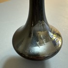 Antique  Black   Gold Etched  Vase  - 6    Flared Base  Brass  