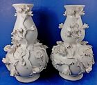 Pair Antique French Samson De Paris Blanc De Chine Porcelain Double Gourd Vases