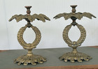 Antique Pair Victorian Laurel Wreath Brass Vanity Accessories Or Holder Empire