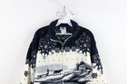 Vtg 90s Art Unlimited Women Xl Snowflake Farm Horse All Over Print Fleece Jacket
