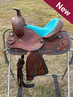 Youth Single Skirt Western Barrel Saddle With Floral And Basket Weave Tooling