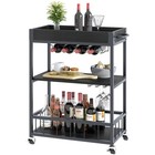 3-tier Rolling Bar Cart - Vintage Industrial Wood   Metal Serving Trolley  Mobil