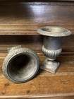 Vintage Pair Of Nice Quality Cast Iron Campana Urns