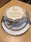 Ciroa Luxe Metallic Gold   White Cup  Saucer And Side Plate Set Nwt