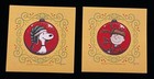 Set Of 2 Marq Spusta Mini Xmas Ornament Screen Print Charlie Brown Snoopy Gold