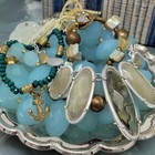 Salt And Quartz Coastal Mystery Jewelry Box Lot Trinket Dish Beachy Boho Shells 