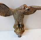Antique Military Brass American Eagle Flag Pole Topper Finial Spread Wings 9 5  