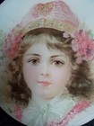 Vintage Flue Cover W  Beautiful Victorian Girl Lady Antique Wall Hanging  9 