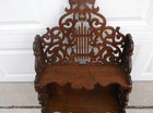Vintage Pierce Carved Mahogany Finished Double Wall Shelf 