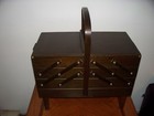 Vintage Wooden Singer Footed Accordian Fold Out Sewing Box Basket Local Pick-up