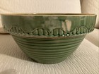 Antique Mccoy 11    Yellow Ware Mixing Bowl - Green Rickrack Sunrise Pottery