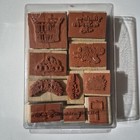 Vtg 90 s Stampin Up Mix Lot Wood Mounted Rubber Stamp Set 10pc Rare
