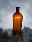 Antique Embossed 1890 s Veronica Medicinal Spring Water Amber 10 5  Tall Bottle