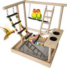 Parrots Playground Bird Play Gym Wood Perch Stand Colours Climb Ladders Swing   