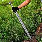 Hand-forged Medieval Longsword  Damascus Steel Knight Sword With Leather Grip
