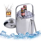 Double-wall Stainless-steel Insulated Ice Bucket With Lid And Ice Tong 1300ml
