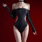 Oil Glossy Shiny Halter Off Shoulder Bodysuit High Cut Nylon Backless Leotard