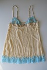 Vintage La Perla Silk Slip  Butter Cream Blue Lace Chemise  2000s  Made In Italy