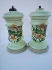 Pair Of Large Antique French Art Nouveau Uranium Glass Secessionist Lamp Bases