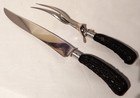 Vintage Universal Stainless Steel Carving 2 Piece Set With Faux Antler Handles 