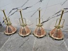 Set Of 4 Copper Beehive Pendant Lights Brass Nautical Wiska Vintage Ceiling Lamp