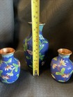 Matching Set Of 3 Antique Chinese Cloisonne Vases - Stunning