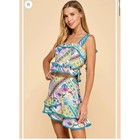 Two Piece Set Crop Top  Ruffled Mini Skirt Floral Patchwork Ric-rac Trim Small