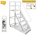 Rolling Warehouse Platform Ladder Safety Ladder 6 Step 1213lbs Airplane Handrail