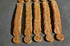 5 Unc Rolls 1961-d Lincoln Cent Unc Penny Rolls From Original Bank Wrap Roll Obw