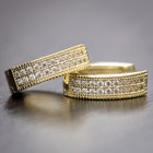 14k Gold Plated Men s 925 Sterling Silver Post Thick Iced Cz Hoops Earrings
