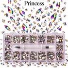 3500 Pcs Princess Multicolor Ab Crystal Mixed Shape Rhinestones For Nail Art