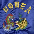 Vintage Sukajan Souvenir Jacket Korea Dragon Tiger Satin Blue Hooded Brad