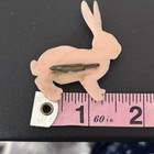 Vtg Pin Brooch Plastic Lenticular Pink Bunny Rabbit  Easter Jewelry Wink Eye 50s
