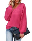 Women s Lightweight Sweater Top V Neck Sweater Loose Knit Top Hot Pink Xx-large