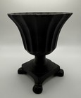 Antique French Garden Black Cast Iron Fluted Urn Style Paw Footed Vase