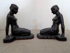 Antique Pair Of Book Ends Nuart Frankart Kneeling Nude Female Ladies Art Deco