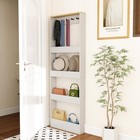 Behind Door Bookshelf  Slim Hidden Storage Cabinet  Kids Room  4-tier White