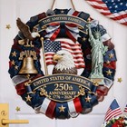 Personalized America 250th Anniversary Wood Wreath  Patriotic Door Sign