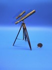 Vintage Dolls House Miniature Brass Telescope Wooden Tripod Observatory