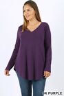 Womens Long Sleeve T-shirt V-neck Casual Basic Tunic Top Long Loose Blouse S-3x