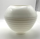 Vintage Art Deco Beehive Ringed Light Lamp Shade Globe Milk Glass