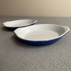 Emile Henry France 7116 Set Of 2 Round Creme Brulee Dishes Bakeware Blue Ceramic