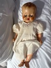 Vintage Hard Plastic Baby Doll Blonde Light Complexion Girl Doll White Dress