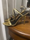 Nine West Reina3 Sandals Shoes Womens Size 9 Gold Strappy Ankle Strap Heel