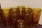 Vintage Indiana Glass Set Of 8 Whitehall Cubist Amber Tumbler Euc