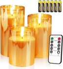 Glass Flickering Flameless Led Candles  Real Wax Candles Warm Color Flickerin   
